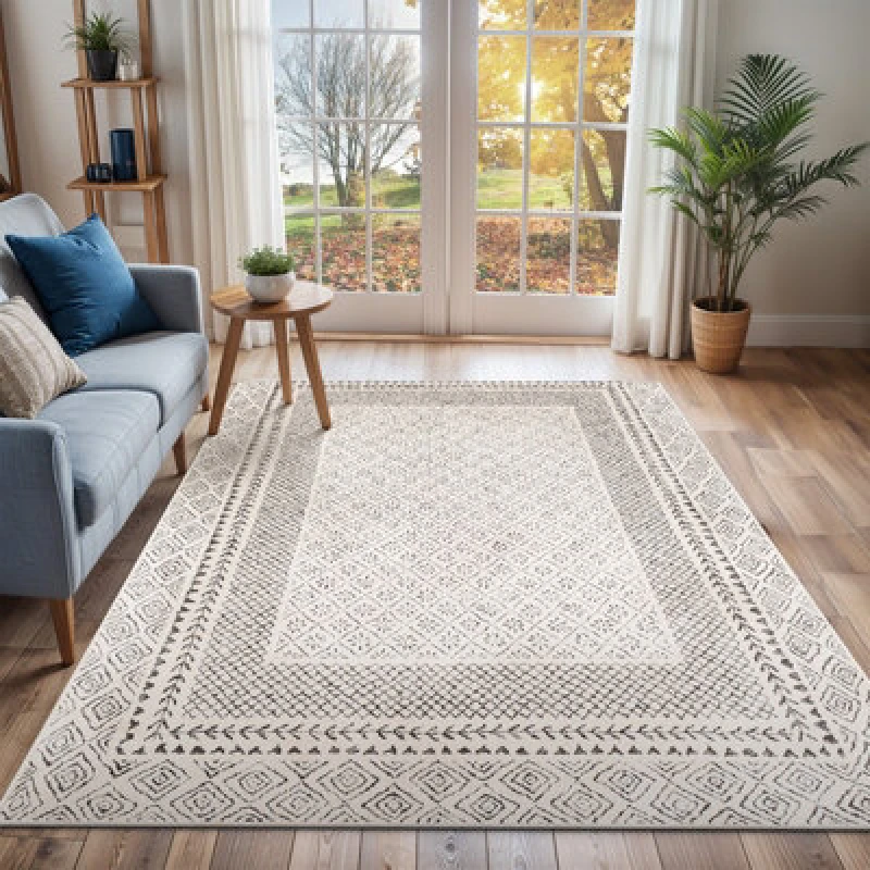 Image of Livabliss Scandi Geometric Grey Ambre Area Rug 140 X 200 Cm - Easy Care, Non Shedding, Ideal For Living Room & Bedroom