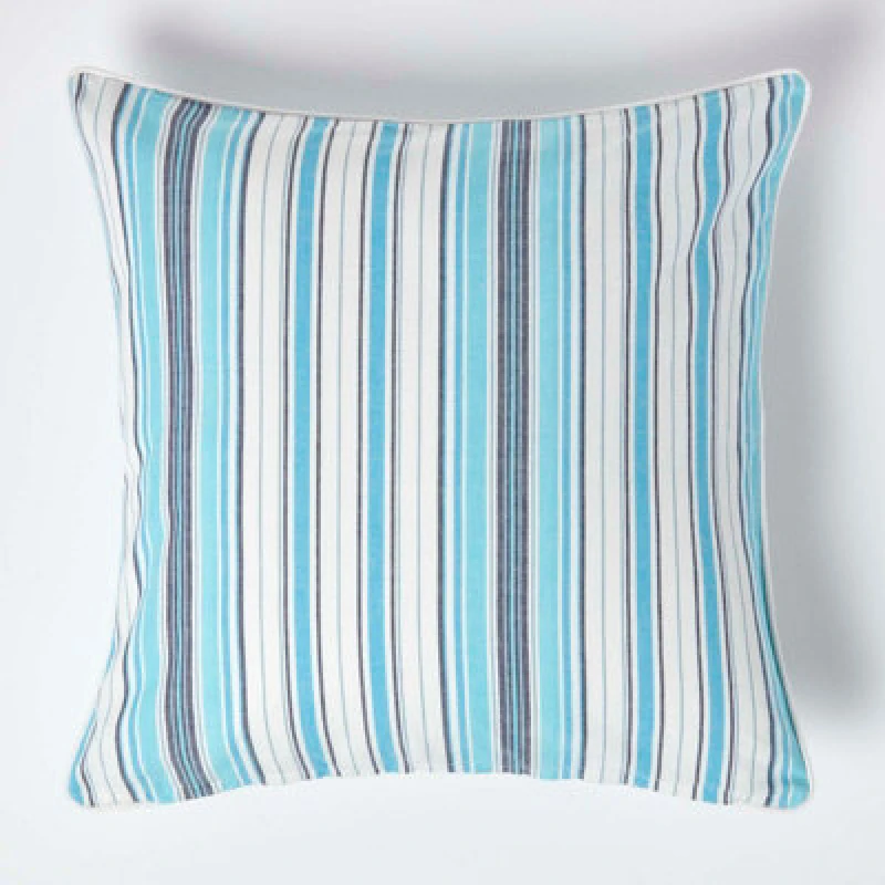 Image of Homescapes Cotton New England Stripe Cushion Cover, 60 X 60 Cm