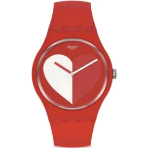 Image of Swatch Valentines Quartz Red Dial Red Strap Unisex Watch SO29Z112