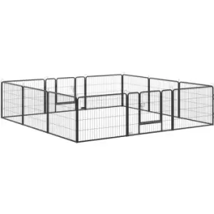 Image of Pawhut - 12-Panel Pet Playpen, Heavy-Duty Dog Cage w/ Lockable doors, 80 x 60cm