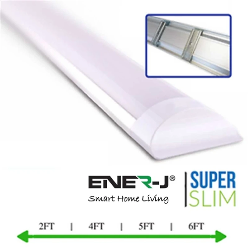 Image of Ener-J 45W Prismatic LED Tube Batten complete fitting 1.5m, 4000 lumens, 6500K (pack of 2 units)