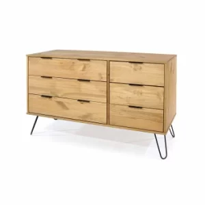 Image of Augusta 3 Plus 3 Drawer Wide Chest of Drawers, Pine