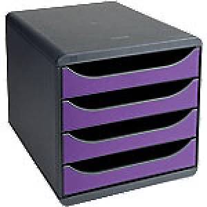 Image of Exacompta Drawer Unit Big-Box Polystyrene Black, Purple 27.8 x 34.7 x 26.7 cm