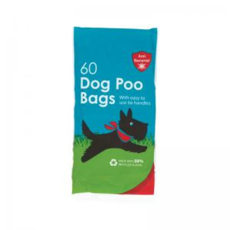 Image of Safewrap Antibacterial Tie Handle Dog Poo Bags (60 Pack) RY11532-S