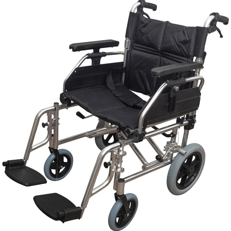 Image of Loops Deluxe Attendant Propelled Transit Wheelchair - Nylon Seat - 150kg Weight Limit Multi