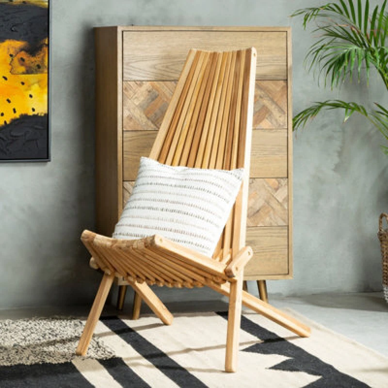 Image of Orsina Wooden Lounge Chair, High Back Wooden Chair, Easy To Clean Lounge Chair, Eco-Friendly Wooden Indoor Chair
