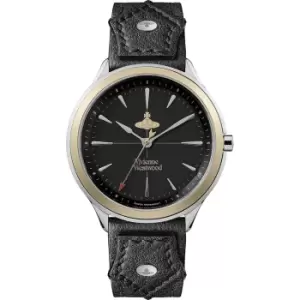 Image of Vivienne Westwood Elhco Quartz Black Dial Black Leather Strap Ladies WatchvVV255SGBK