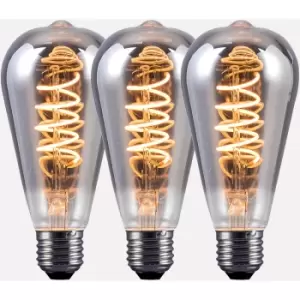 Image of Harperliving - Harper Living 4 Watts ST64 E27 LED Bulb Smoked Warm White Dimmable, Pack of 3