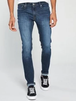 Image of Jack & Jones Skinny Fit Liam Jeans, Blue, Size 32, Length Short, Men