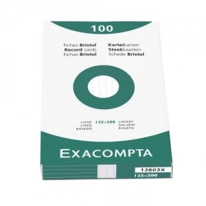 Image of Exacompta Record Cards Lined 125x200mm White 13803X (PK100)