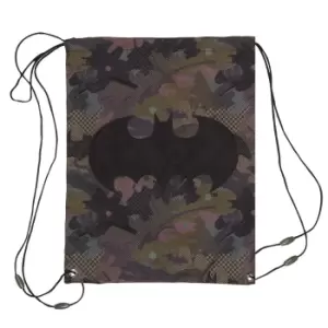 Image of Batman Girls Camo Logo Drawstring Bag (One Size) (Black)