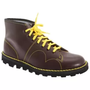 Image of Grafters Mens Original Coated Leather Retro Monkey Boots (4 UK) (Wine)
