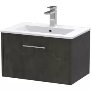 Image of Hudson Reed Juno Wall Hung 1-Drawer Vanity Unit with Basin 2 600mm Wide - Metallic Slate