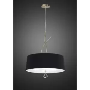 Image of Mara hanging lamp 4 bulbs E27 round, gold with Black lampshade