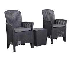 Image of Royalcraft Faro Relax 3 Piece Bistro Set - Black 100% Recyclable Polypropylene
