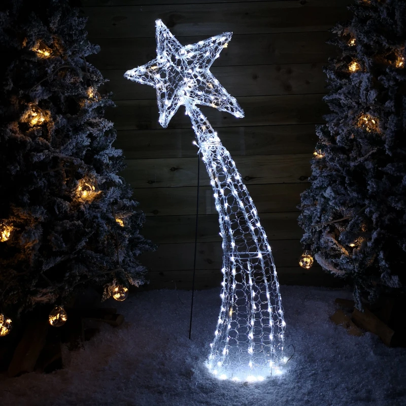 Image of 1.2m Light up Soft Acrylic 2D Shooting Christmas Star with 200 LEDs in White & Warm White