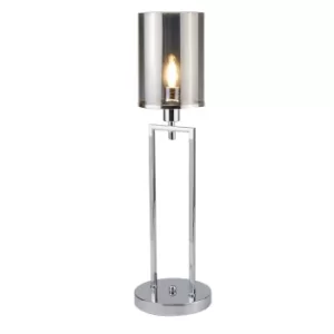 Image of Catalina 1 Light Table Lamp Chrome with Smokey Glass Shade, E14