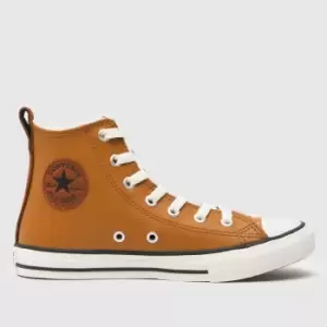 Image of Converse Tan All Star Hi Lined Junior Trainers