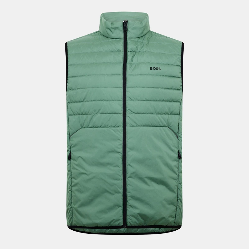 Image of Boss Mens Urbanex Quilted Water Resistant Sleeveless Gilet Open Green male S
