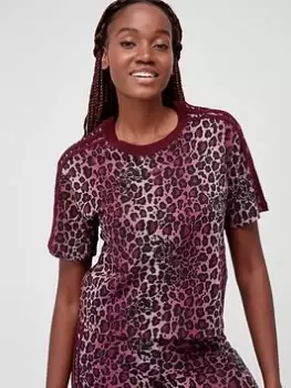Image of adidas Originals Animal Printed T-Shirt - Maroon, Maroon, Size 8, Women