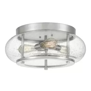 Image of 1 Bulb Flush Light Low Ceiling Brushed Nickel LED E27 60W Bulb