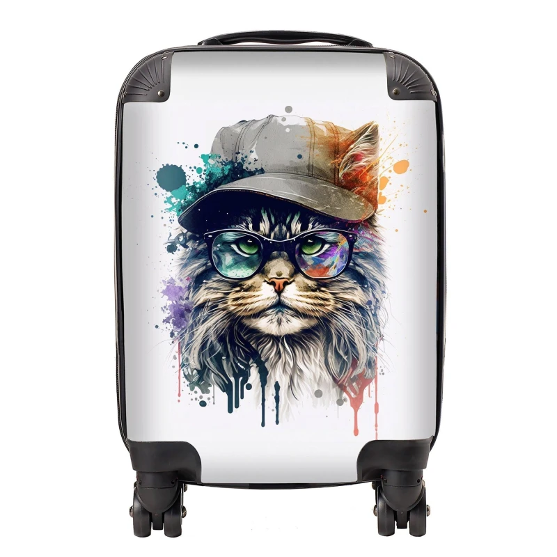 Image of Warren Reed - Designer Maine Coon Cat Splashart Suitcase Size: Large Multicolor Unisex Large
