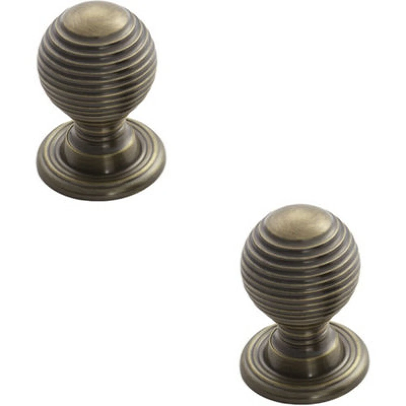 Image of Loops 2x Textured Reeded Ball Cupboard Door Knob 23mm Dia Florentine Bronze Handle Multi unisex