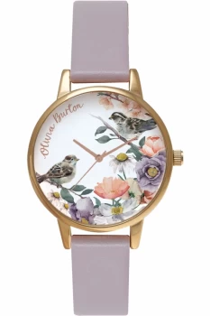 Image of Ladies Olivia Burton English Garden Grey Lilac & Rose Gold Watch OB16ER13