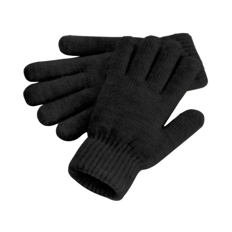 Image of Beechfield Beechfield Men Cosy Cuffed Marl Ribbed Winter Gloves in Black One Size Male 5063238203334