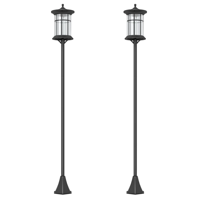 Image of Outsunny LED Outdoor Solar Post Lights - Waterproof IP44 - Cool White - 2 Pack TJ Hughes Black 5061025078950