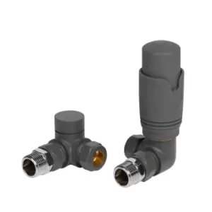 Image of Towelrads Round Corner Radiator Valve TVR and Lockshield - Anthracite