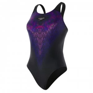 Image of Speedo Mirrorglow Swimsuit - BLACK & PURPLE