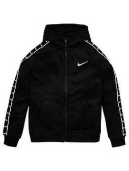 Image of Nike Sportswear Older Boys Swoosh Tape Hoodie - Black, Size L, 12-13 Years