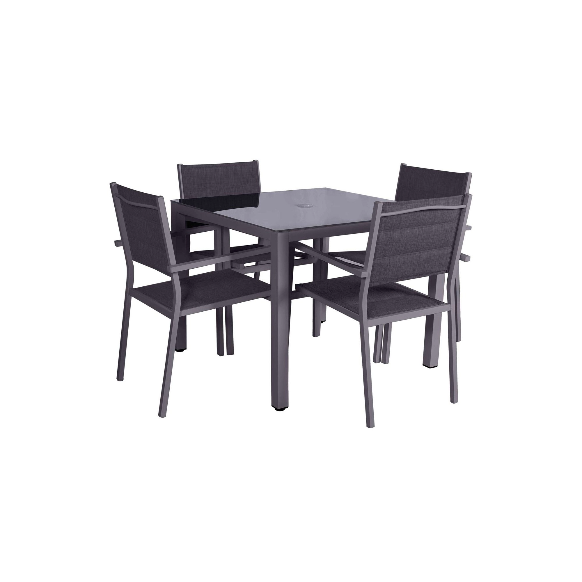 Image of Amir Royalcraft Sorrento 4 Seater Dining Set Black Aluminium / Textylene