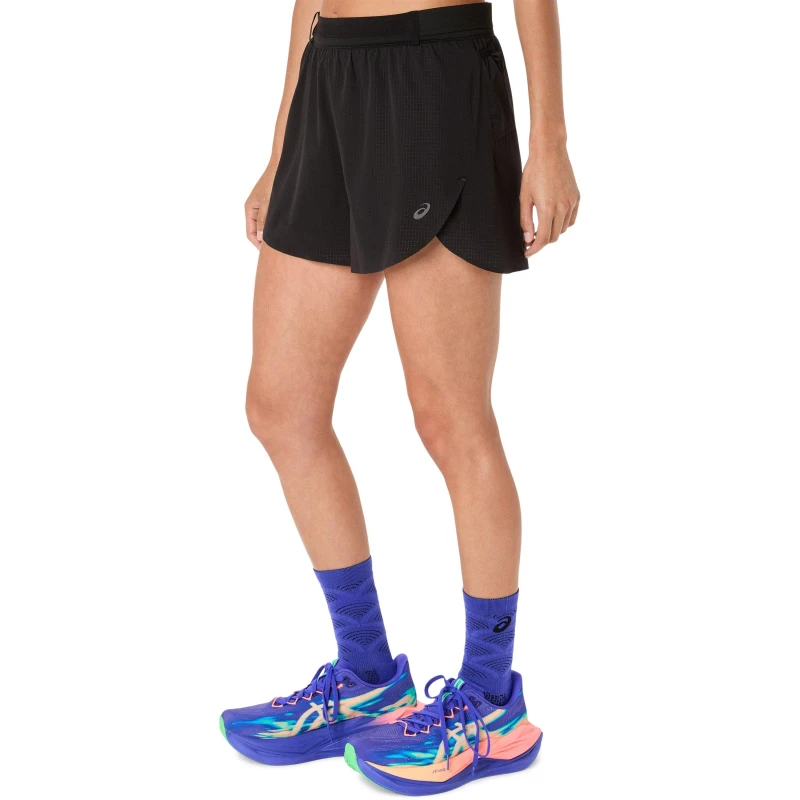 Image of Asics Metarun Split Shorts Running Short Womens Black female 14 (L)