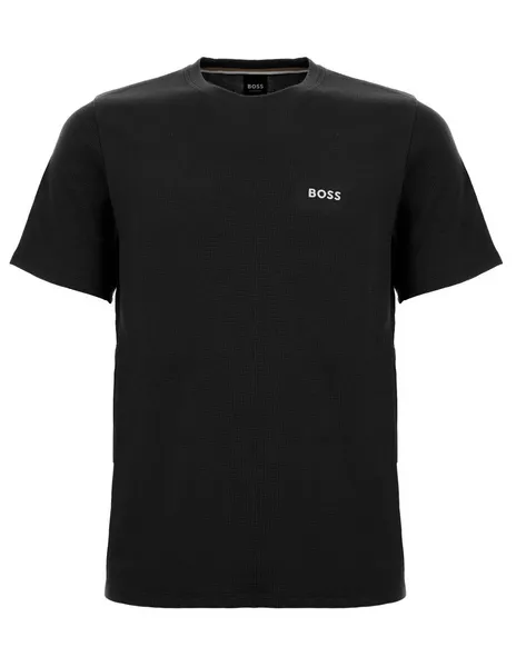 Image of BOSS Bodywear Lounge Waffle Cotton-Blend Jersey T-Shirt - S Black Underwear and Nightwear male 50480834-001 S