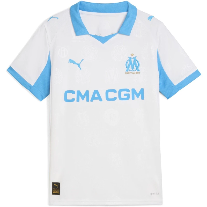 Image of Puma Olympique Marseille Home Shirt 2025 2026 Juniors White/Blue unisex 11-12 (L)