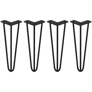 Image of 4 x Hairpin Leg - 14 - Black - 3 Prong - 10m - Black