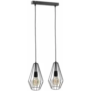 Image of Keter Lex Bar Pendant Ceiling Light Black, 50cm, 2x E27