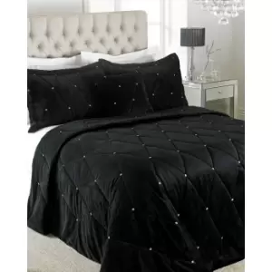 Image of Riva Paoletti New Diamante Bedspread Set (220 x 240cm) (Black)