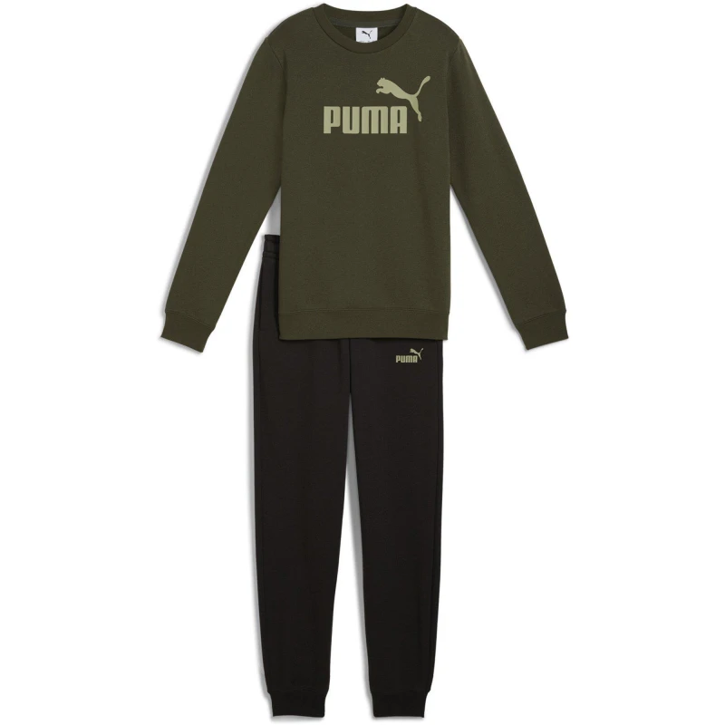 Image of Puma Ess No. 1 Logo Crew Fleece Tracksuit Blue/Green male 7-8 (S)