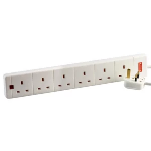 Image of Status 6G White Surge Protected Extension Lead - 2 Meters