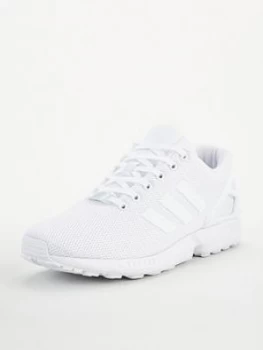 Image of adidas Originals ZX Flux - White, Triple White, Size 6.5, Men