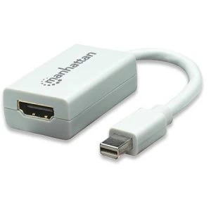 Image of Manhattan Mini DisplayPort to HDMI Adapter Cable 1080p 17cm Male to Female 10.8 Gbps Passive White Blister