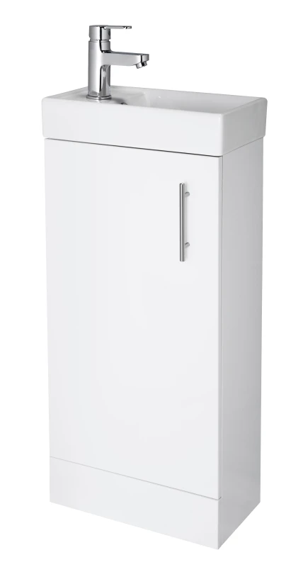 Image of Balterley Cloakroom Floor Standing 1 Door Vanity Unit Basin Gloss White 400mm White