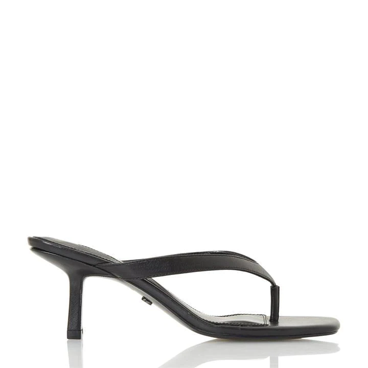 Image of Dune Black Leather 'Marsa' Mid Stiletto Heel Ankle Strap Sandals - 3