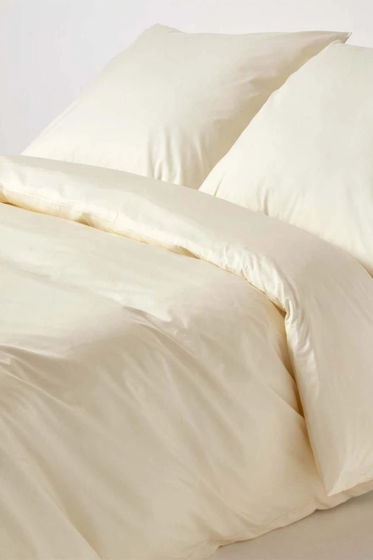 Image of Homescapes Cream Continental Egyptian Cotton Duvet Cover Set 200 Tc, 155 X 220 Cm