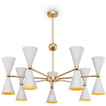 Image of Maytoni Lighting - Maytoni Modern - Vesper Modern Vesper 14 Light White with Gold Pendant Ceiling Light