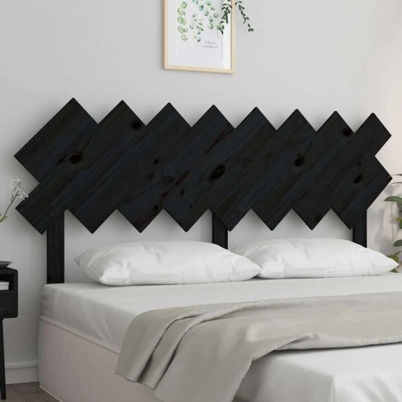 Image of Vidaxl Bed Headboard Black 159.5X3X80.5cm Solid Wood Pine, Black 819234