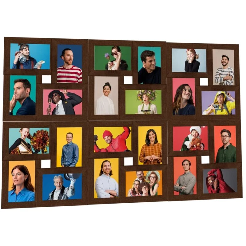 Image of VIDAXL Collage Photo Frame for 24x(10x15 cm) Picture Dark Brown MDF vidaXL 8720286491812